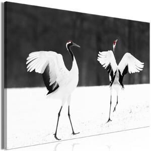 Canvas Tavla - Dancing Cranes Wide - 90x60