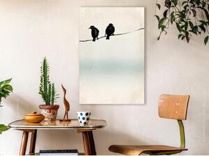 Canvas Tavla - Frozen Sparrows Vertical - 40x60