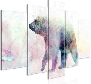 Canvas Tavla - Lonely Bear (5 delar) Wide - 100x50