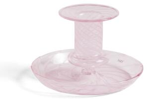 HAY - Flare - Ljusstake - Stripe - Pink w. Pink - Ø11 x H7,5 cm