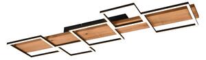 Trio Lighting Harper LED plafond 115 cm mattsvart/ trä -