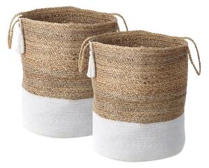 Korg Gajar set om 2 Beige, vit - Beige, vit