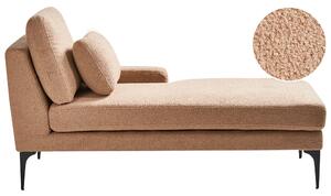 Schäslong Vänster Sandbeige Tyg Bouclé Klädsel Metallben med kuddar Beliani
