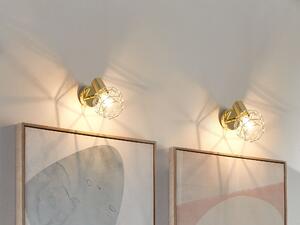 2 Vägglampor Guld Metall Justerbar Lampskärm Spot Vägglampa Glamour Stil Beliani