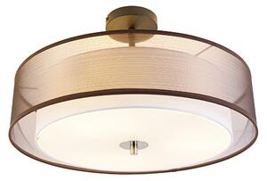 Modern taklampa brun med vita 50 cm 3 lampor - Drum Duo