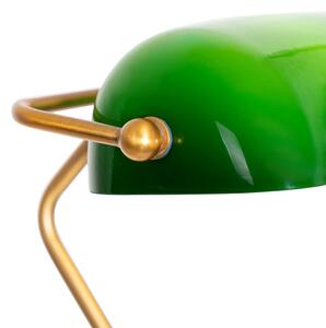 Klassisk notarie golvlampa brons med grönt glas - Banker