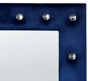 Golvspegel Blå Sammet 50 x 150 cm med Stativ Akrylglas Strass Dekorativ Ram Glamour Beliani