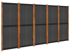 Rumsavdelare 5 paneler svart 350x180 cm