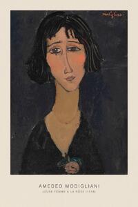 Konsttryck Jeune femme a la rose, Margherita (Portrait of a Beautiful Girl) - Amedeo Modigliani, (26.7 x 40 cm)