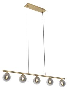 Modern hänglampa guld 100 cm 5-ljus med rökglas - Aten