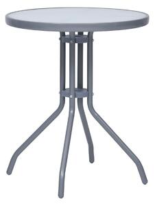 Trädgårdsbord ljusgrå 60 cm stål och glas - Grå
