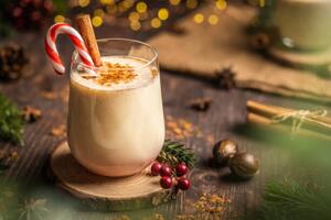 Illustration Eggnog with spicy cinnamon.Christmas and winter, Weedezign