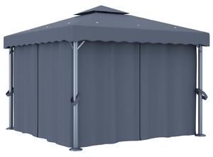 Paviljong med draperi 3x3 m antracit aluminium