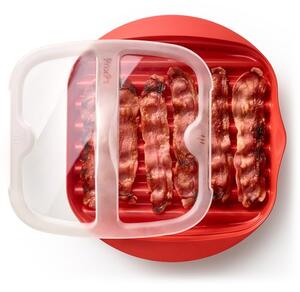 Bacon Cooker för mikrovågsugn, Röd