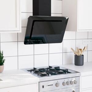 Köksfläkt 60 cm rostfritt stål och härdat glas svart