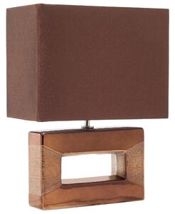 Bordslampa i Brunt och Kopparmetall 42 cm Fyrkantig Modern Dekorativ Lampskärm Beliani