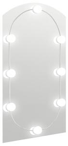 Spegel med LED-lampor 90x45 cm glas valvformad (335864+326089)