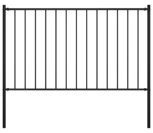 Staketpanel med stolpar pulverlackerat stål 1,7x1 m svart