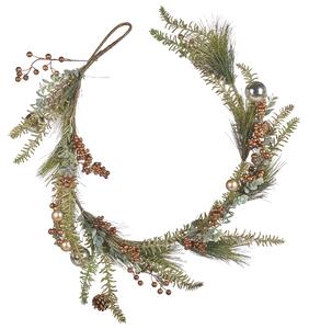 Konstgjord Julgirland Grön Koppar Syntetmaterial 150 cm med Ornament Frostig Beliani