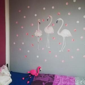 Väggklistermärke – rosa flamingo med prickar