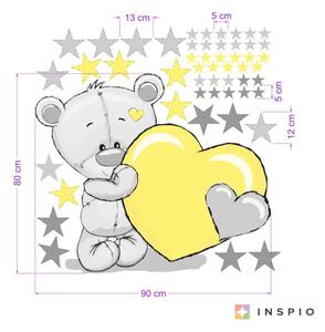 Väggklistermärke – teddybjörn med stjärnor och ett nam