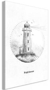 Canvas Tavla - Black and White Lighthouse Vertical - 40x60