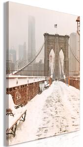Canvas Tavla - Brooklyn Bridge in Sepia Vertical - 40x60