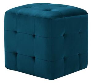 Sängbord 2 st blå 30x30x30 cm sammetstyg - Blå