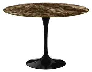 Knoll - Saarinen Round Table - Matbord, Ø 107 cm, Svart underrede, skiva i matt brun Emperador marmor - Matbord - Eero Saarinen - Brun - Metall/Sten