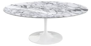 Knoll - Saarinen Oval Table - Soffbord, Vitt underrede, skiva i glansig vit Arabescato marmor - Soffbord - Eero Saarinen - Vit - Metall/Sten