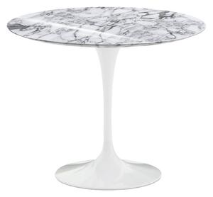 Knoll - Saarinen Round Table - Matbord, Ø 91 cm, Vitt underrede, skiva i matt vit Arabescato marmor - Matbord - Eero Saarinen
