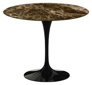Knoll - Saarinen Round Table - Matbord, Ø 91 cm, Svart underrede, skiva i glansig brun Emperador marmor - Matbord - Eero Saarinen - Brun - Metall/Sten