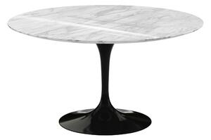 Knoll - Saarinen Round Table - Matbord, Ø 137 cm, Svart underrede, skiva i matt Statuarietto marmor - Matbord - Eero Saarinen - Vit - Metall/Sten