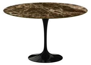 Knoll - Saarinen Round Table - Matbord, Ø 120 cm, Svart underrede, skiva i matt brun Emperador marmor - Matbord - Eero Saarinen - Brun - Metall/Sten