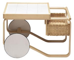 Artek - Serveringsvagn 900, Vita keramiska plattor - Serveringsvagnar - Alvar Aalto - Vit - Naturmaterial/Trä
