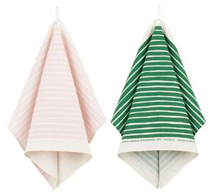 Marimekko - Piccolo kökshandduk 2-pack 43x70 cm - Kökshanddukar - Vuokko Eskolin-Nurmesniemi - Rosa,Grön,Vit