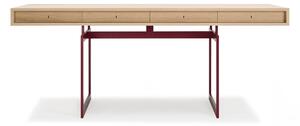 Karakter - Office Desk, Oak Top, Red Frame - Skrivbord - Bodil Kjær - Röd,Träfärgad - Metall/Trä