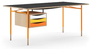 House of Finn Juhl - Nyhavn skrivbord 170 cm Warm med lådor Oak Orange Steel Warm - Skrivbord - Finn Juhl - Orange,Träfärgad,Svart - Metall/Trä