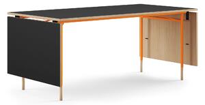 House of Finn Juhl - Nyhavn matbord, With Extensions, Clear oiled oak/black linoleum , Orange Steel - Matbord - Finn Juhl - Orange,Träfärgad,Svart - Metall/Trä