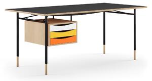 House of Finn Juhl - Nyhavn skrivbord 170 cm Warm med lådor Oak, Black Steel Warm - Skrivbord - Finn Juhl - Träfärgad,Svart - Metall/Trä