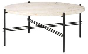 Gubi - TS Coffee Table Ø80 cm White Travertine - Soffbord - GamFratesi - Vit - Metall/Sten