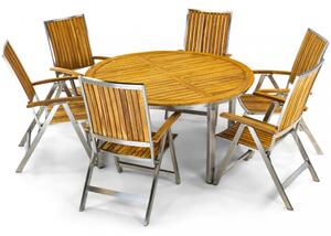 Runt matbord 150cm - Rostfritt stål och teak