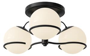 Astep - Model 2042/3, 6 Opaline Spheres 20 cm, Black Mount - Plafonder - Gino Sarfatti - Svart