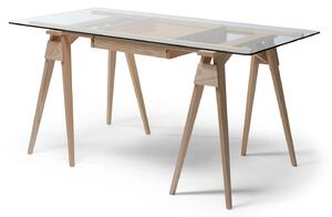 Design House Stockholm - Arco Desk Ek - Skrivbord - Chuck Mack - Transparent,Träfärgad - Glas/Trä