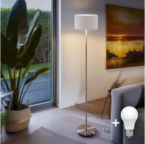 Eglo - LED Golvlampa TUNJA 1xE27/60W/230V matt krom/vit