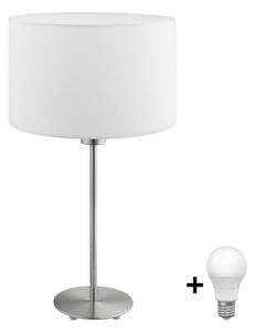 Eglo - LED Bordslampa TUNJA 1xE27/60W/230V 38,5 cm matt krom/vit