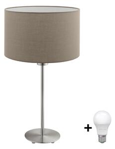 Eglo - LED Bordslampa TUNJA 1xE27/60W/230V 38,5 cm matt krom/taupe