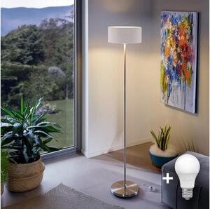 Eglo - LED Golvlampa TUNJA 1xE27/60W/230V matt krom/vit