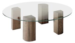 Friends & Founders - Quarter Lounge Table Round 120 High Natural Oak - Matbord - Ida Linea Hildebrand - Beige - Glas/Trä