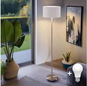 Eglo - LED Golvlampa TUNJA 1xE27/60W/230V matt krom/vit